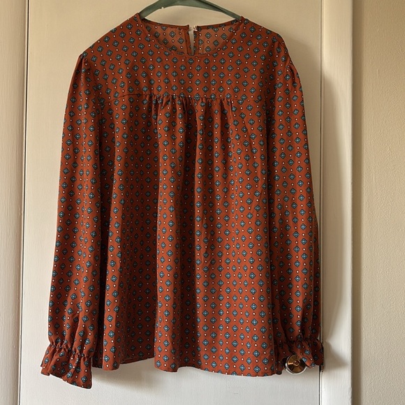Burnt Orange/Brown Patterned Women's Top - Picture 5 of 8